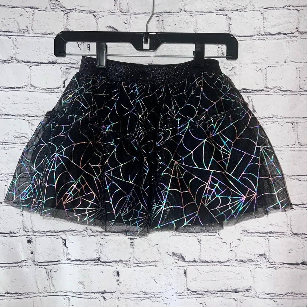 Cat & Jack Girls Halloween Tulle Skirt Spiderweb‎ Size 6/7